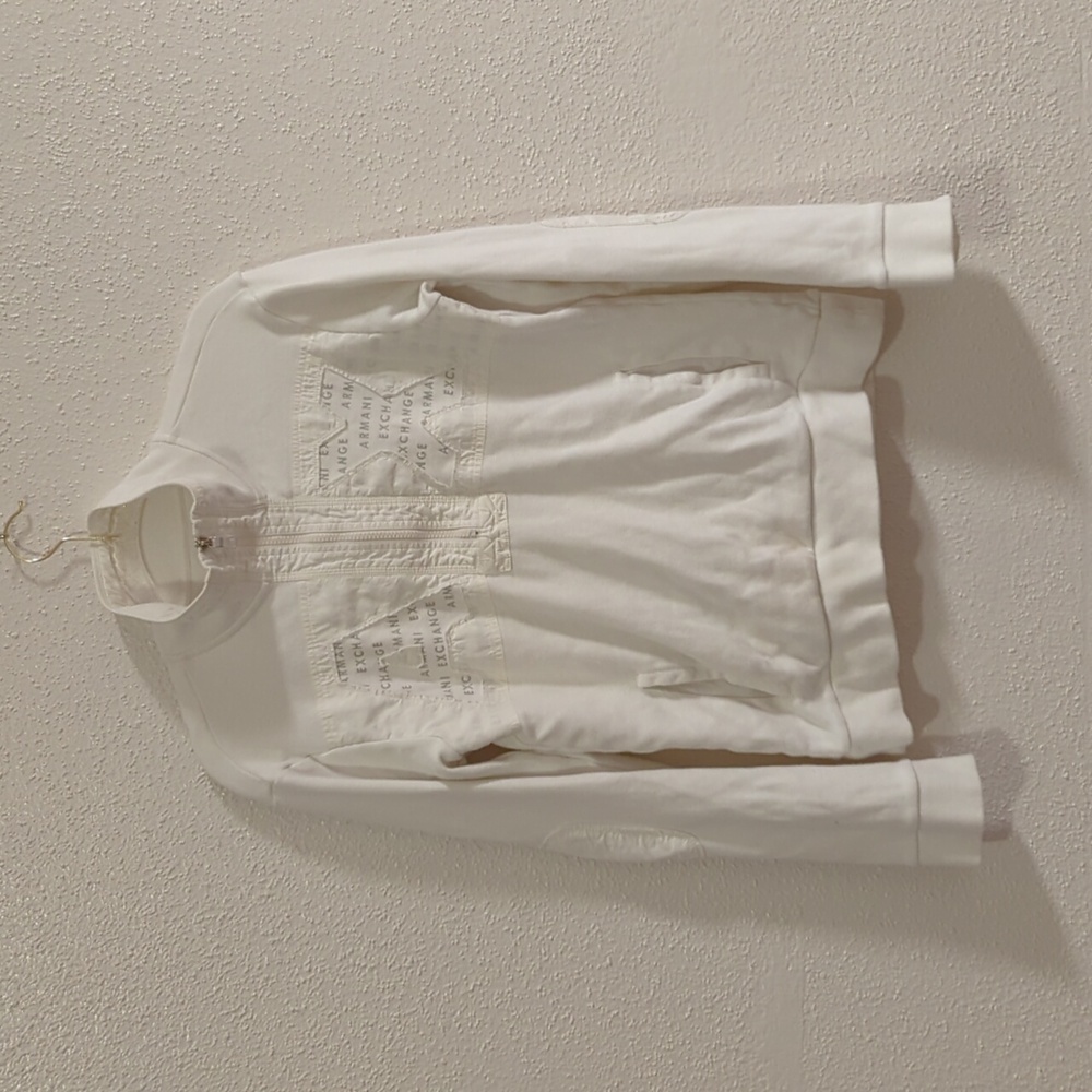 Armani Exchange White quarter zip pullover size small
